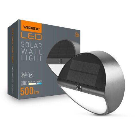 Runde LED Solar Wandleuchte mit Bewegungsmelder 500lm IP54 BHSO Videx