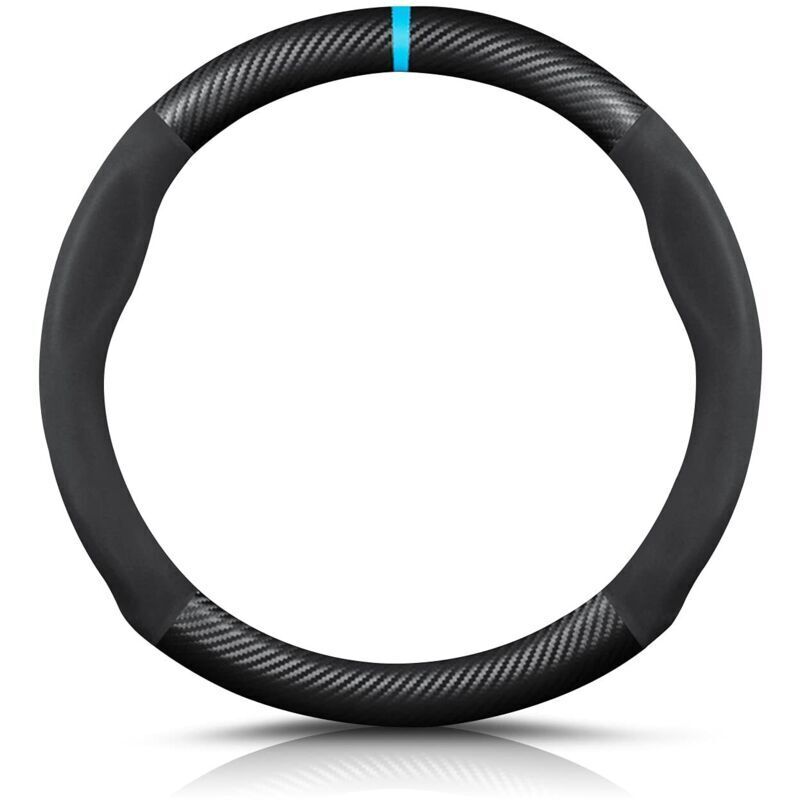 Dpzo Runde Lenkradhülle Aus Carbonfaser Und Mikrofaser-pu-leder, Rutschfest, Atmungsaktiv, Für Sportwagen Mit 38 Cm (15 Zoll) Durchmesser –