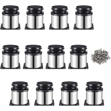 Runde Möbelfüße aus Edelstahl, verstellbar von 0 bis 15 mm, 12er-Set, praktisches und elegantes Design