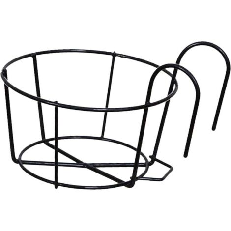 Runde Pflanzkörbe aus Eisen für Balkon, Terrasse und Veranda, schwarz, 12 cm