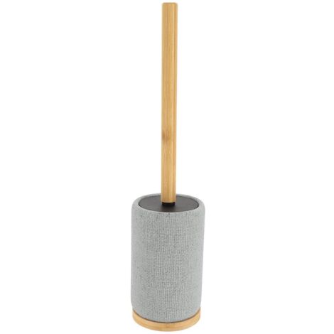 Runde polyresin-wc-bürste mit mascheneffekt und bambusstab - grau - Tendance