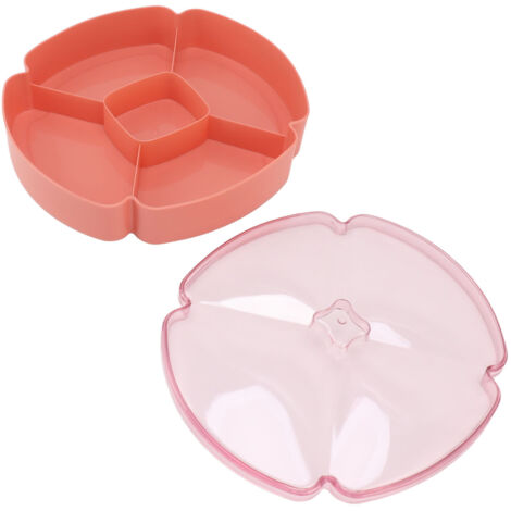 Runde Servierplatte mit 5 Fächern für Vorspeisen, Obst und Süßigkeiten – ideal für Thanksgiving und das chinesische Neujahr – Rosa