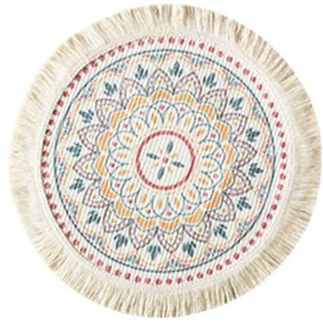 Runde Tischdecke aus weichem und komfortablem Baumwoll-Polyester-Gemisch mit Fransen zur Küchendekoration
