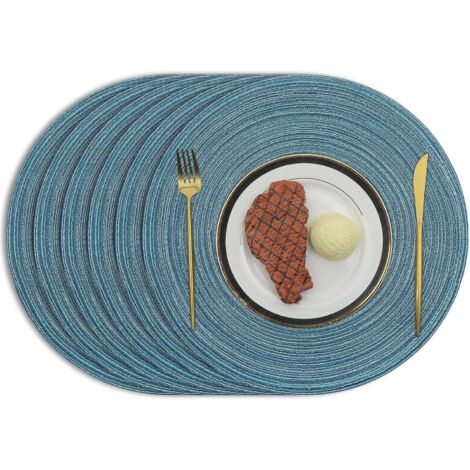 Runde Tischsets aus Baumwolle, waschbar, hitzebeständig, rutschfest, 38 cm Durchmesser, 6er-Set