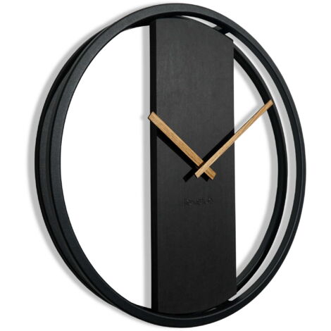 Runde Uhr, schwarz, LOFT OVAL, Metall, 50 cm