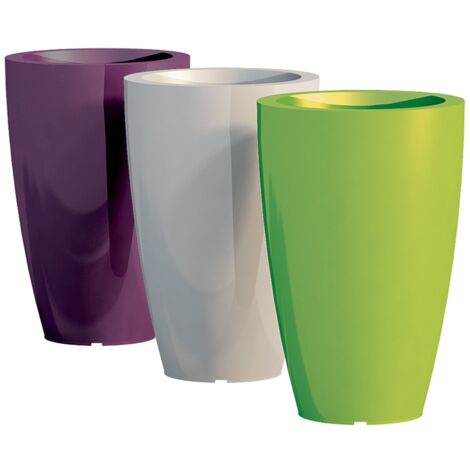 Runde Vase Cromia Prisma aus Harz mit Dekoration 'Made in Italy' Ø 33 x 50 cm -Grün