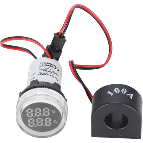 Runde Wechselspannungsanzeige mit Doppelanzeige 60–500 V – Weiß