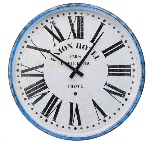 Runde weißblaue Metalluhr cmø39x6