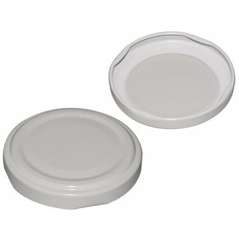 Runde weiße Aluminiumkappen für Gläser und Flaschen, die zum Kochen und Lebensmittel geeignet sind, verwendet Packung 100 Stücke - Ø 53 mm
