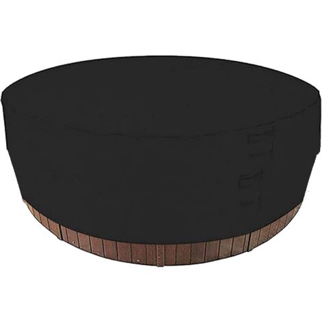 Runde Whirlpool-Abdeckung, 190 Tonnen, wasserdicht, silberfarbener Stoff, 190 x 90 cm, Gartenabdeckung – Schwarz