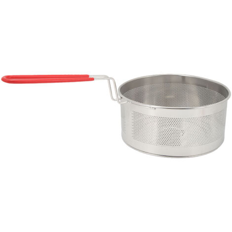 Runder, 20 cm tiefer Frittierkorb aus Edelstahl mit Griff, ideal für Pommes frites, Zwiebelringe, Hähnchen und Pasta.