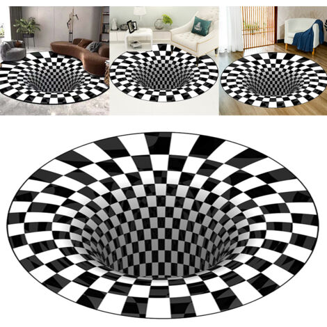 Runder 3D-Dekoteppich, runder Teppich, dekorativer Teppich für Zuhause, Wohnzimmer, Büro, Eingangsbereich, Tischset, Decke, optischer Teppich, rutschfeste Polyesterfaser, 80 cm x 100 cm x 120 cm x 150
