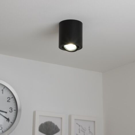 Runder Aufbaustrahler schwenkbar Deckenbeleuchtung - Farbe: schwarz - LED Leuchtmittel: GU10 5W Neutralweiß 230V dimmbar 40°