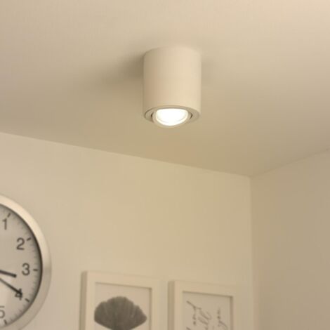 Runder Aufbaustrahler schwenkbar Deckenbeleuchtung - Farbe: weiß - LED Leuchtmittel: GU10 5W Warmweiß 230V dimmbar 40°
