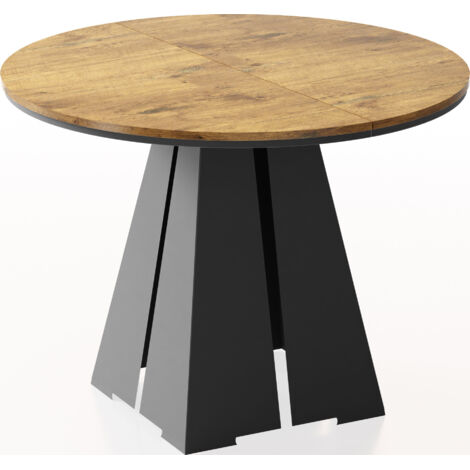 Runder Ausziehbarer Esstisch mit Schwarzem Metallgestell - Moderner Industrieller Tisch für Esszimmer oder Küche - 120 cm bis 200 cm - Made in EU - Lancelot Eiche