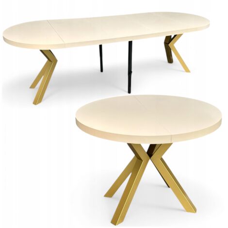 Runder ausziehbarer Tisch KASCHMIR Ø110/310 cm mit goldenen Metallbeinen