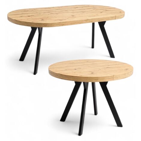 Runder Ausziehtisch Ø 100/200 cm - Eiche Artisan & Y-Metallbeine