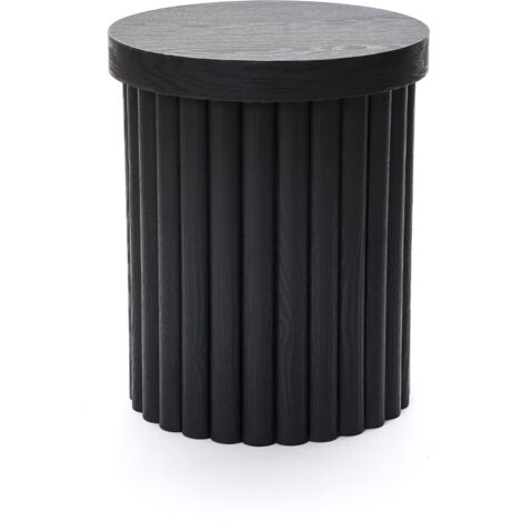 Runder Blickfang für Ihr Wohnzimmer: Couchtisch aus MDF mit PU-Holzdessin in Schwarz, Ø 60 cm, 5 cm stark