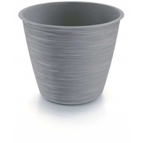 Runder Blumentopf aus Kunststoff, hellgrau, 17 cm, Furu