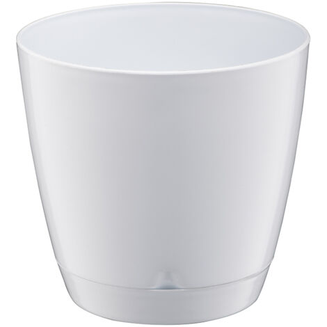 Runder Blumentopf mit Untersetzer, Begonie, 22 x 20 cm, 5,5 l, glänzend weiß