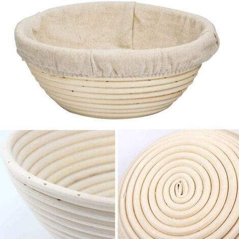 Runder Brotkorb, 20 cm, Gärkorb aus Naturrattan, handgefertigter Gärkorb mit Leinenfutter