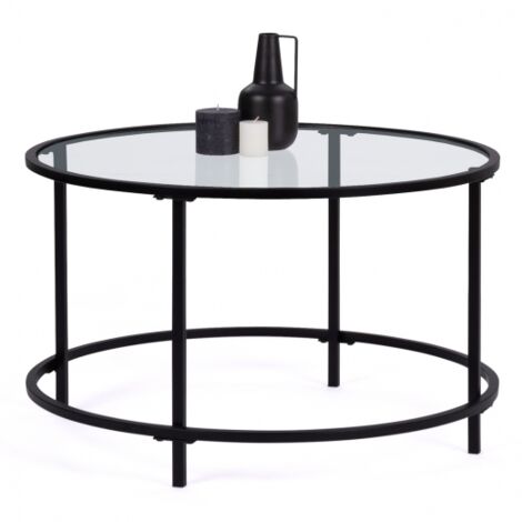 Runder Couchtisch MERANO 70 cm Glasplatte und Metallfuß
