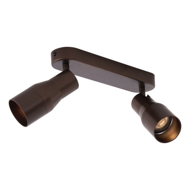 Qazqa Runder Deckenstrahler Dunkelbronze Gu10 50mm 2-flammig - Stanley