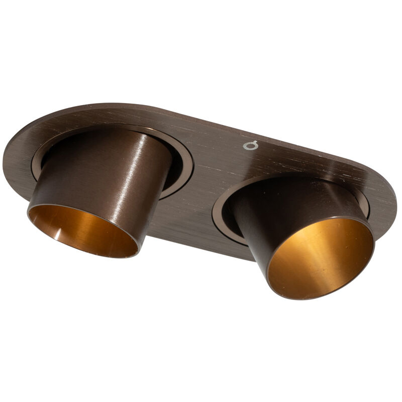 Qazqa - Runder Einbau-strahler Dunkelbronze Gu10 35mm Schwenkbar 2-flammig - Installa