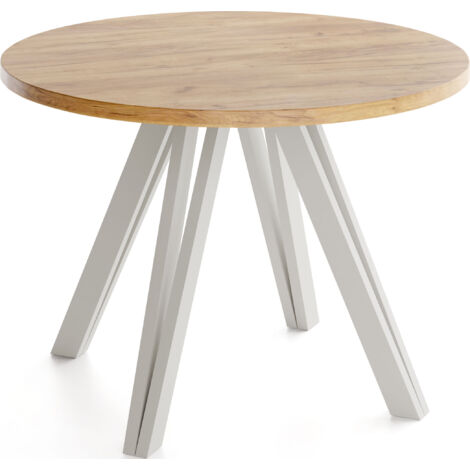 Runder Esstisch 100 cm mit Holzbeinen aus Buchenholz in Kaschmir – Moderner Tisch für Esszimmer, Küche – Platzsparender Tisch für 4 Personen –  Eiche Braun