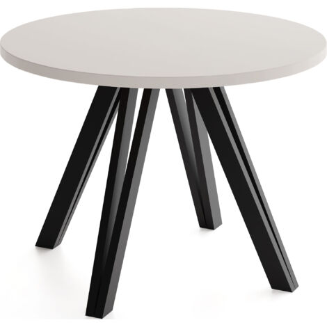 Runder Esstisch 100 cm mit Schwarzen Holzbeinen aus Buchenholz – Moderner Tisch für Esszimmer, Küche – Platzsparender Tisch für 4 Personen –  Kaschmir