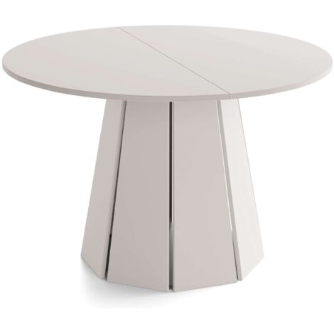 Runder Esstisch Ausziehbar 100-180 cm mit 2x 40 cm Einlegeplatten für 4-8 Personen – Skandi Design Platzsparend für Küche & Esszimmer in Kaschmir Grau-Beige
