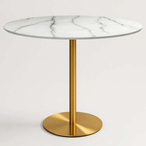 AHD AMAZING HOME DESIGN Runder Esstisch im Goblet-Stil 120cm gold marmoriert Monika+