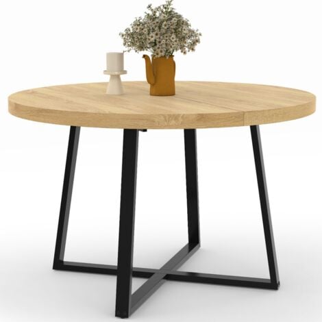 IDMARKET Runder Esstisch SELMA 4-6 Personen Holz und Schwarz 110 cm