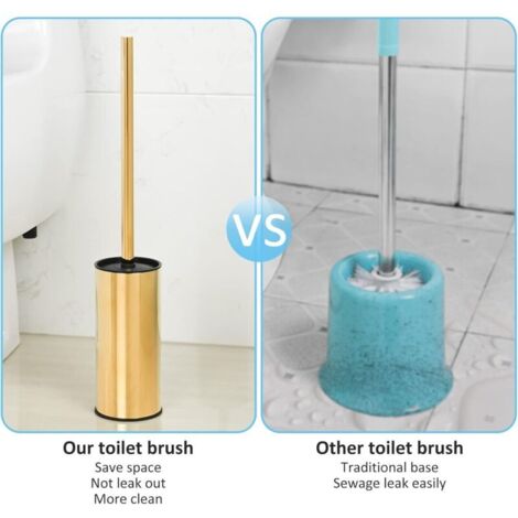 Runder, freistehender, vergoldeter Edelstahl-Toilettenbürstenhalter für das Badezimmer (Gold)