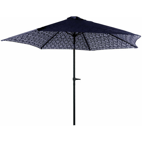 Runder Gartenschirm 270 cm mit Stahlkonstruktion und Polyester -Tuch mit Luftentlüftungsmarineblau