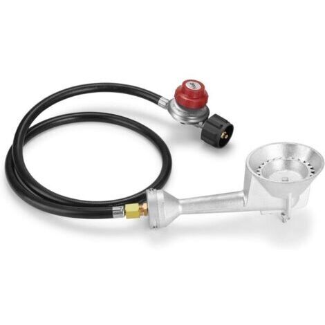 Runder Hochdruck-Gusseisenbrennerkopf, Propangasbrennerkopf mit einstellbarem 1,2 m langem 20-PSI-Hochdruck-Propangasregler mit Messingschlauch und -anschlüssen