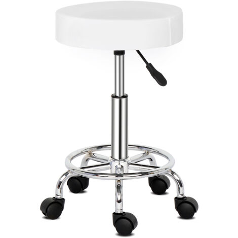 Runder Hocker, Ha Ha-Füße, drehbarer Barhocker, Weiß