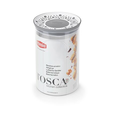 Runder Krug Tosca 55454, Fassungsvermögen 1,2 l, Farbe Weiß/Grau.