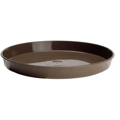 Runder Kunststoff-Untersetzer mit Holzoptik für Blumentopf 32 cm Größe 6 Braun