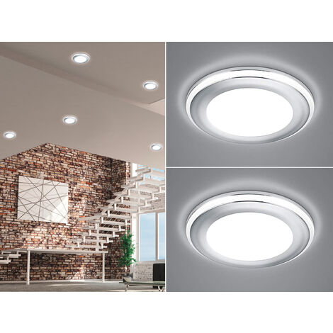 Runder LED Deckeneinbaustrahler 2er Set in Silber Chromfarben Ø 14,8cm