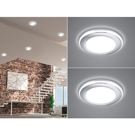 Runder LED Deckeneinbaustrahler 2er Set in Silber Chromfarben Ø 8,2cm