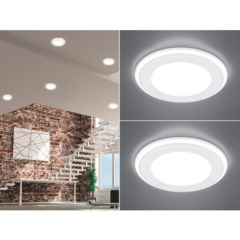 Runder LED Deckeneinbaustrahler 2er Set in Weiß matt Ø 14,8cm