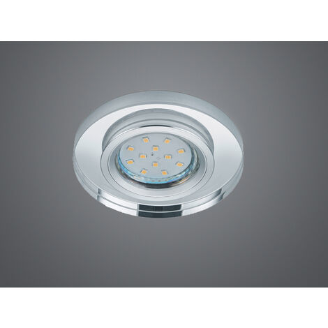 Runder LED Deckeneinbaustrahler in Silber Chrom mit Kristallglas Ø 9cm