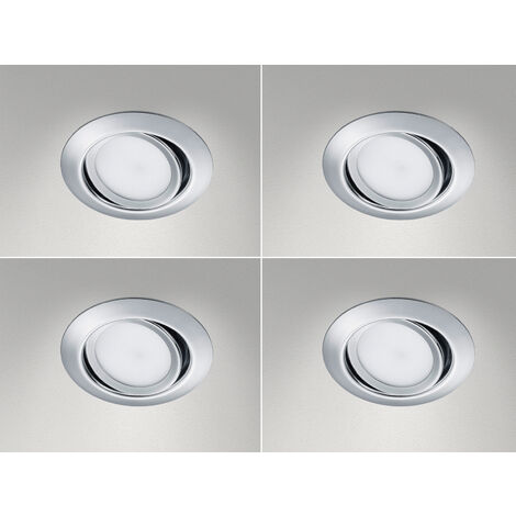 Runder LED Einbaustrahler Decke im 4er Set schwenkbar Chrom glänzend 5 Watt