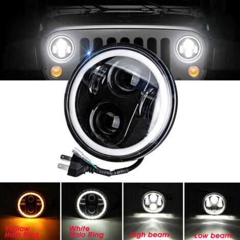 Runder LED-Scheinwerfer mit Halo-Effekt, 5,75 Zoll Durchmesser.