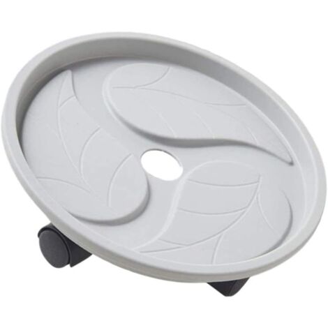 Runder mobiler Pflanzen-Caddy-Pflanzer, mit beweglichen Rollen, beweglicher Wagenablage, Blumentopfhalter für drinnen und draußen, grau, 23,8 cm