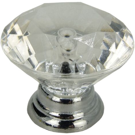 Runder Möbelknopf Diamond silber