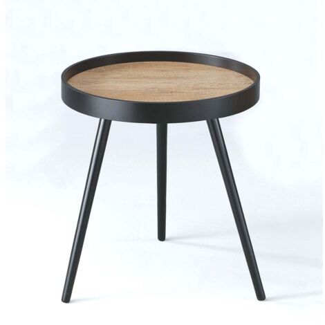 Runder Nachttisch im modernen Design aus MDF und Eiche Devin