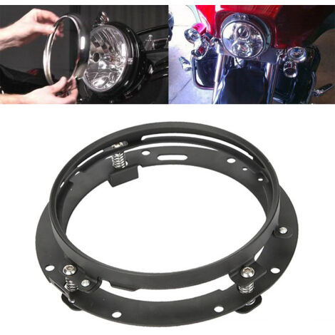Runder Scheinwerfer-Montagehalter mit 7 Zoll Durchmesser, kompatibel mit modifizierter, rostfreier, sprühlackierter Motorradhalterung.