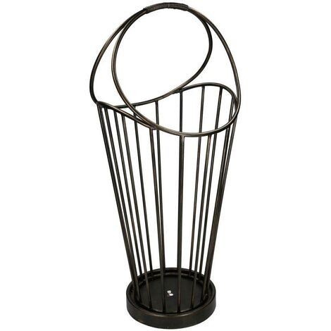 Runder Schirmständer aus dunkelbronzefarbenem Metall cm32x30h52-70